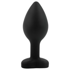   Sunfo - Silicone Heart Gem Butt Plug with Purple Crystal (Black)