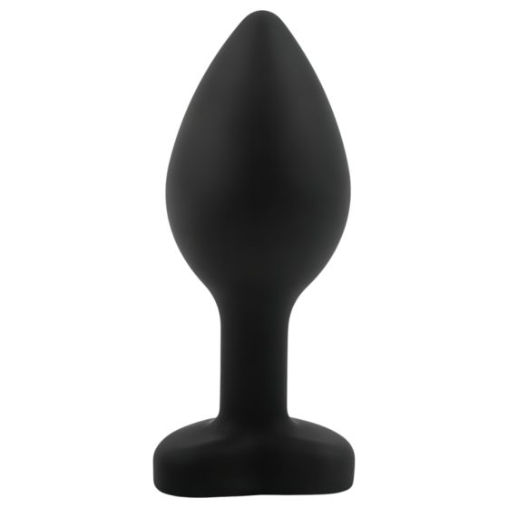 Sunfo - Silicone Heart Gem Anal Plug in Black with Purple Jewel
