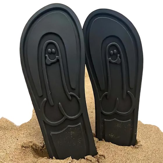 Black Flip-Flop Sandals with Whistle Sole