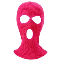 Balaclava - knitted hood with 3 openings (dark pink)