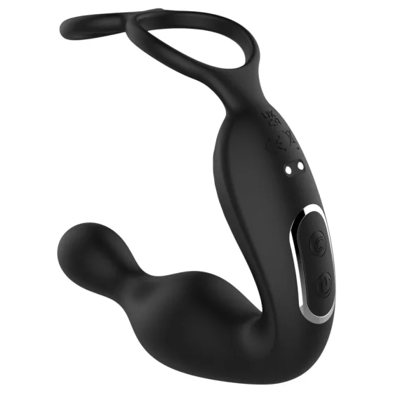 Lonely - rotating-head prostate vibrator with penis ring (black)