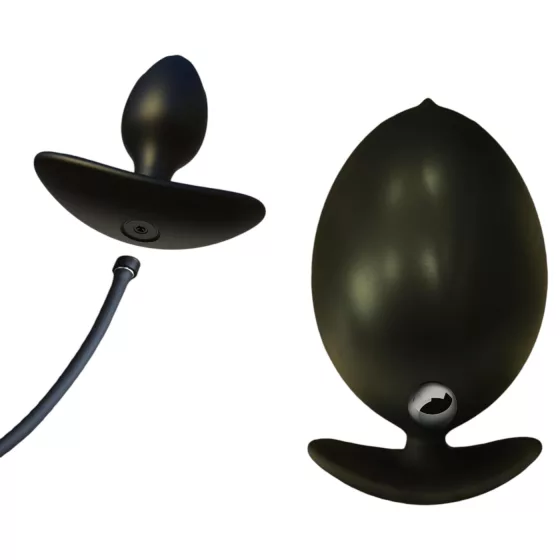 Kangvo - magnetic inflatable anal plug with roller ball (black)