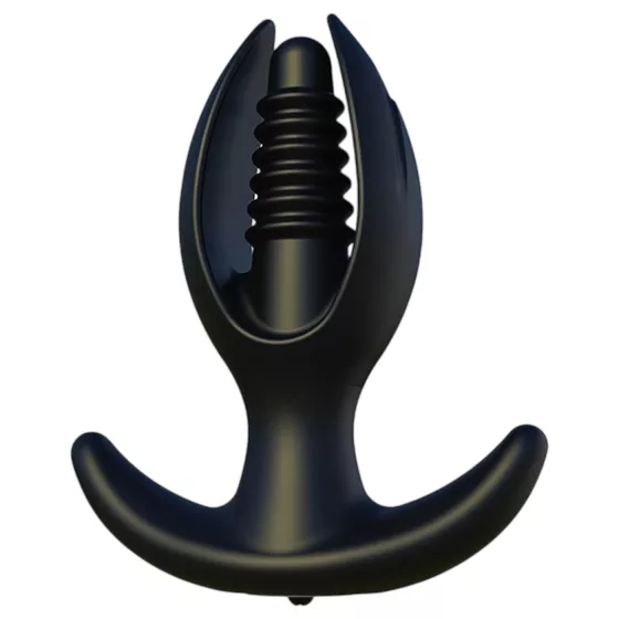 Kangvo - magnetic, inflatable ribbed anal plug (black)
