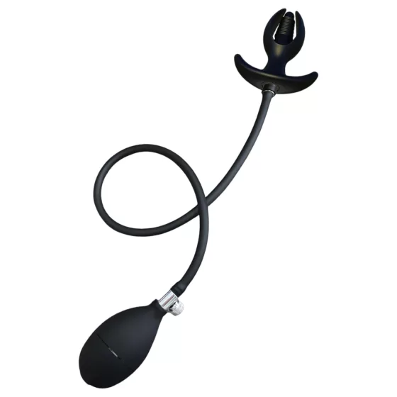 Kangvo - magnetic, inflatable ribbed anal plug (black)