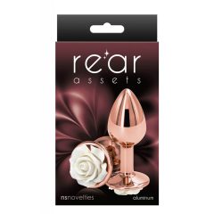   Rear Assets Rose - Small Anal Dildo with White Rose (Rose Gold)
