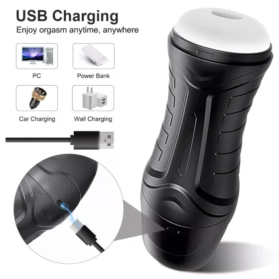 AlvUp - Vibrating Suction Masturbator (Black)