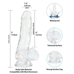 Addiction Crystal - Suction Cup Dildo (Clear) - 18cm
