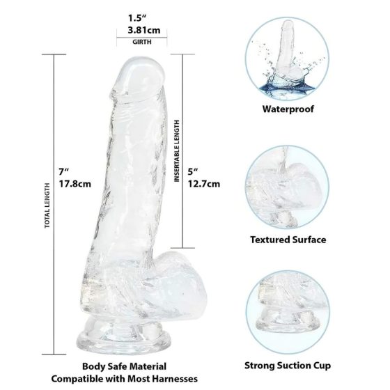 Addiction Crystal - Suction Cup Dildo (Clear) - 18cm