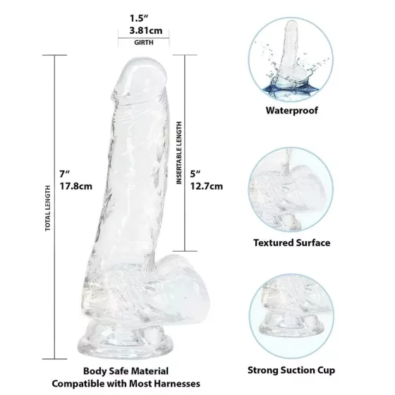 Addiction Crystal - Suction Cup Dildo (Clear) - 18cm