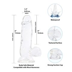   Addiction Crystal - Suction Cup Dildo with Balls (Clear) - 15cm