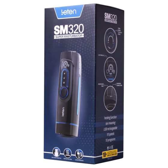 Leten SM320 – moaning, thrusting, heating masturbator (black)