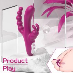   Sex HD Joker - Rechargeable, Waterproof Triple-Prong Vibrator (Red)