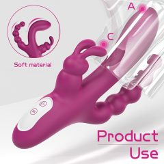   Sex HD Joker - Rechargeable, Waterproof Triple-Prong Vibrator (Red)