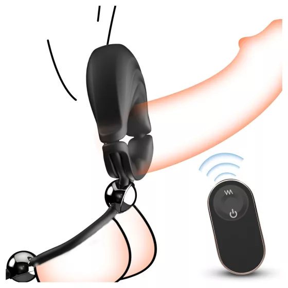 Sex HD - adjustable vibrating penis ring with remote control (black)