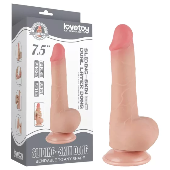 Lovetoy Sliding-Skin - Suction Cup Dual-Layer Dildo - 7.7 (Natural)"