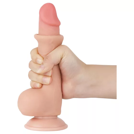 Lovetoy Sliding-Skin - Suction Cup Dual-Layer Dildo - 7.7 (Natural)"