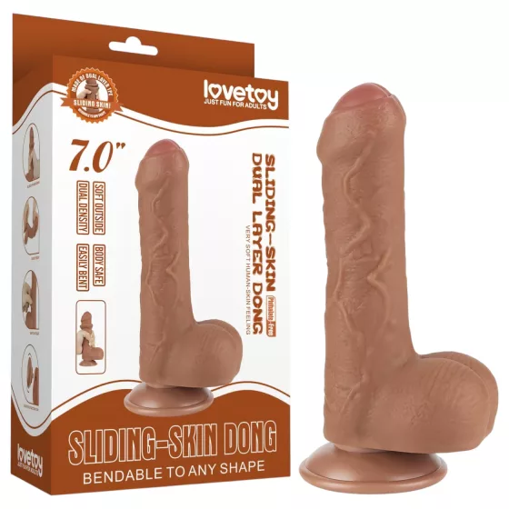 Lovetoy Sliding-Skin - Twin-Layer Dildo with Balls - 7.2 (Natural)"