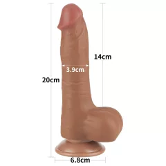   Lovetoy Sliding-Skin - Dual Layer Dildo with Scrotum - 8.2 (Dark Natural)"