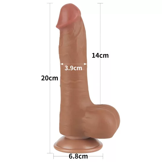 Lovetoy Sliding-Skin - Dual Layer Dildo with Scrotum - 8.2 (Dark Natural)"