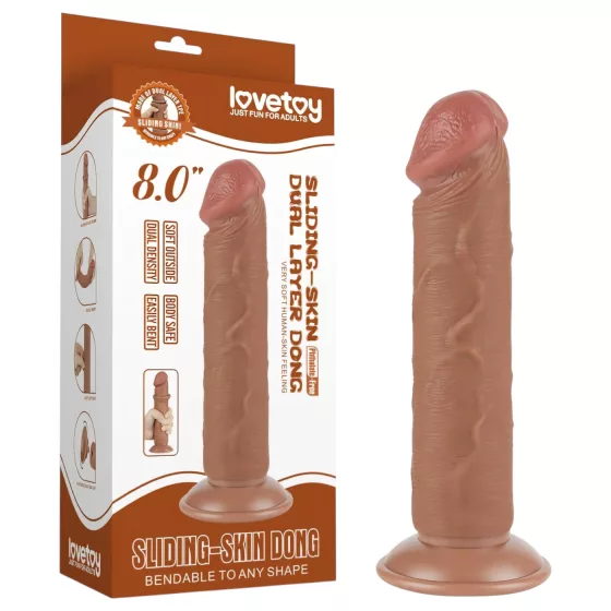 Lovetoy Sliding-Skin - Suction Cup Dual-Layer Dildo - 20cm (Natural)