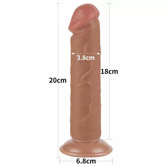 Lovetoy Sliding-Skin - Suction Cup Dual-Layer Dildo - 20cm (Natural)