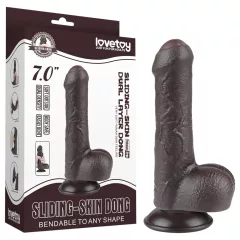   Lovetoy Sliding-Skin - Dual-Layer Dildo with Balls - 18.3cm (Brown)