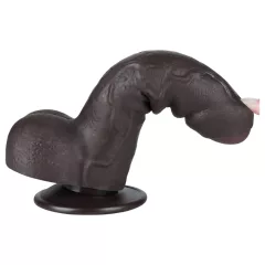   Lovetoy Sliding-Skin - Dual-Layer Dildo with Balls - 18.3cm (Brown)