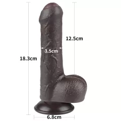   Lovetoy Sliding-Skin - Dual-Layer Dildo with Balls - 18.3cm (Brown)