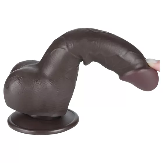 Lovetoy Sliding-Skin - Dual-Layer Testicle Dildo - 19.5cm (Brown)