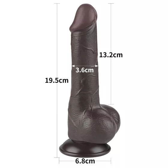 Lovetoy Sliding-Skin - Dual-Layer Testicle Dildo - 19.5cm (Brown)