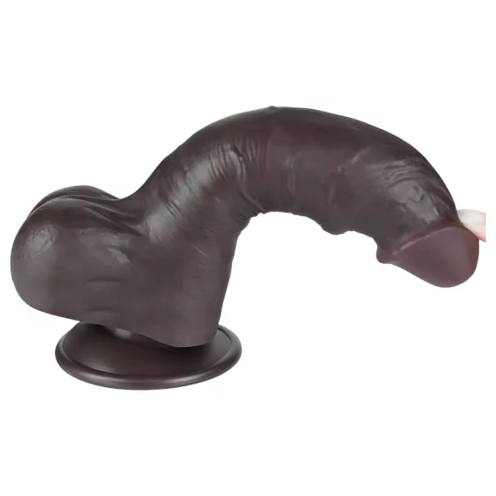 Lovetoy Sliding-Skin - Dual-Layer Testicle Dildo - 20cm (Brown)