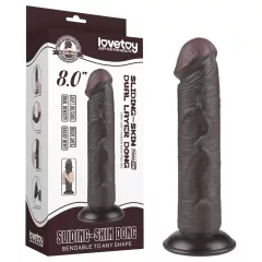   Lovetoy Sliding-Skin - Suction Cup Dual-Layer Dildo - 20cm (Brown)
