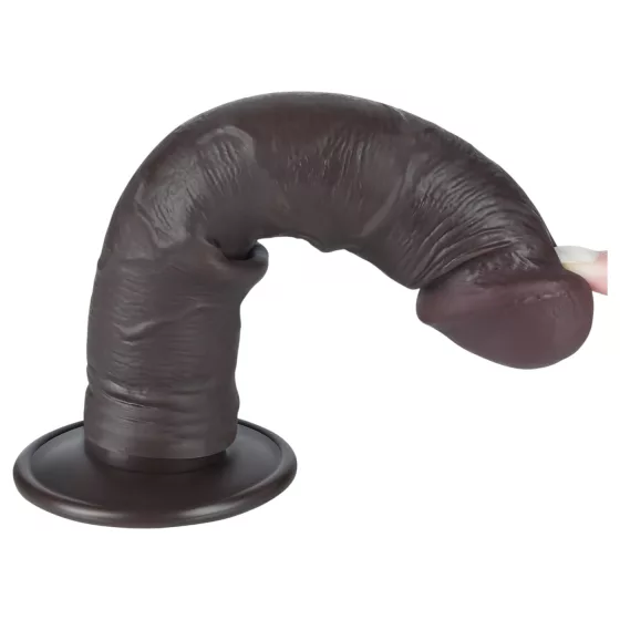 Lovetoy Sliding-Skin - Suction Cup Dual-Layer Dildo - 20cm (Brown)