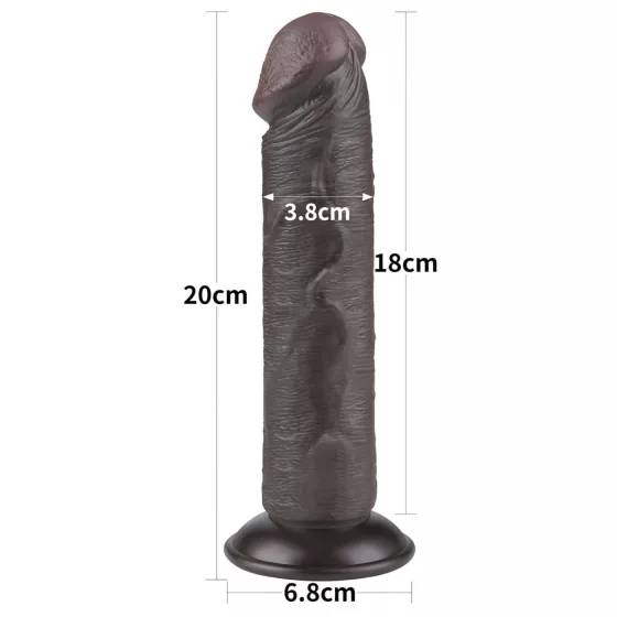 Lovetoy Sliding-Skin - Suction Cup Dual-Layer Dildo - 20cm (Brown)