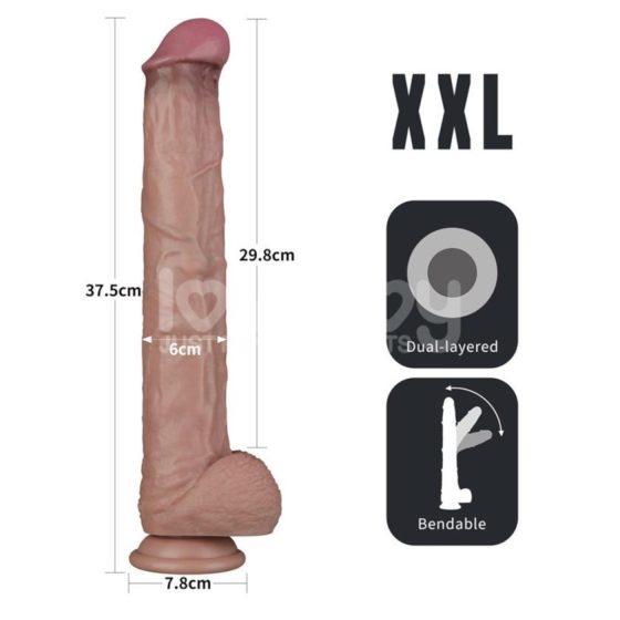 Lovetoy - dual-layer XXL dildo - 36.5 cm (natural)