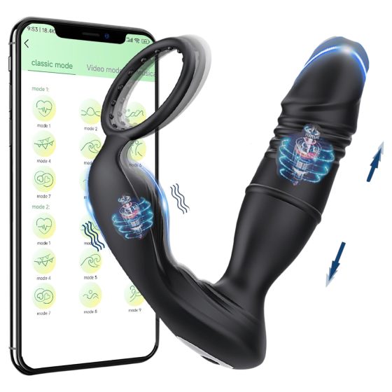 AlvUp - Smart Prostate Vibrator with Penis Ring (Black)