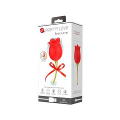 Pretty Love Rose Lover - Tongue 2in1 Clitoral Vibrator (Red)