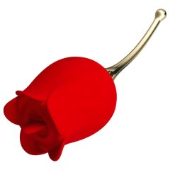 Pretty Love Rose Lover - Tongue 2in1 Clitoral Vibrator (Red)