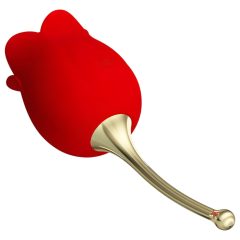 Pretty Love Rose Lover - Tongue 2in1 Clitoral Vibrator (Red)