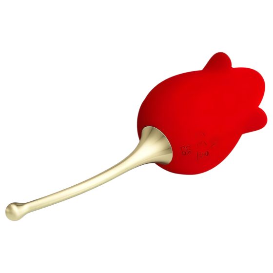 Pretty Love Rose Lover - Tongue 2in1 Clitoral Vibrator (Red)