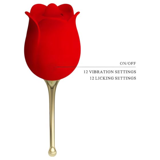 Pretty Love Rose Lover - Tongue 2in1 Clitoral Vibrator (Red)