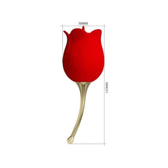 Pretty Love Rose Lover - Tongue 2in1 Clitoral Vibrator (Red)