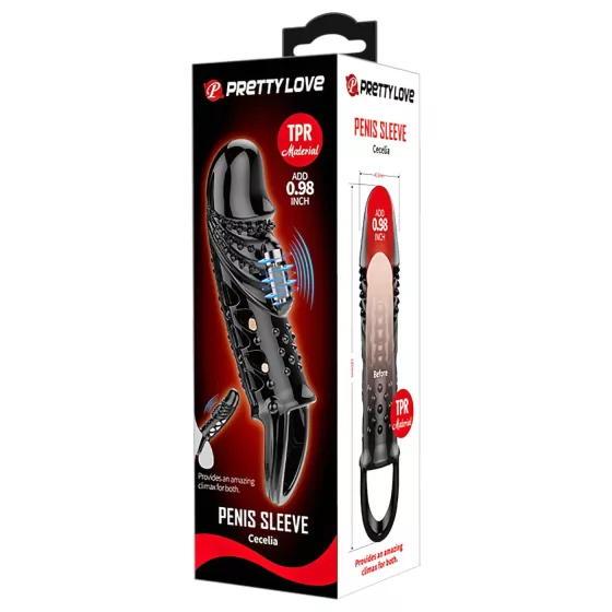 Pretty Love Cecelia - Vibrating Black Ring Sleeve