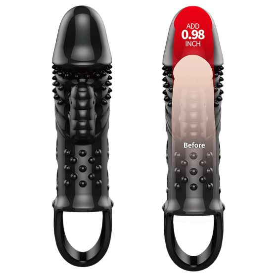 Pretty Love Cecelia - vibrating penis sleeve with scrotum ring (black)