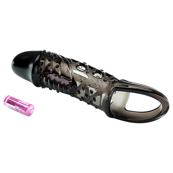Pretty Love Cecelia - vibrating penis sleeve with scrotum ring (black)