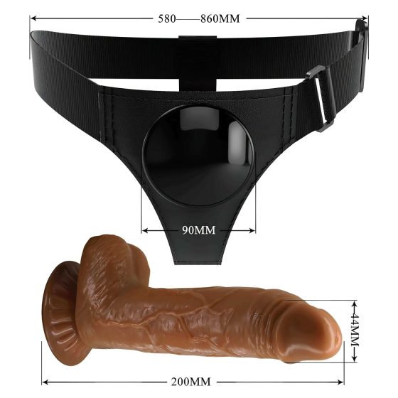 Pretty Love Universal Harness with 17 cm Dildo - Black