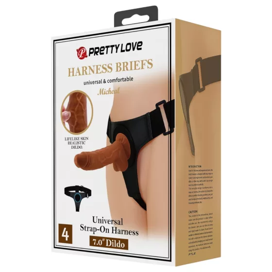 Pretty Love Universal Harness with 17 cm Dildo - Black