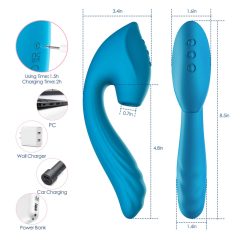   Vibeconnect - waterproof G-spot vibrator and clitoral stimulator (blue)