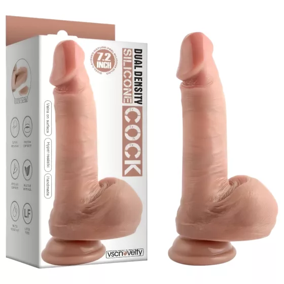 Dual Density - Suction Cup, Lifelike Dildo with Balls - 18cm (Natural)