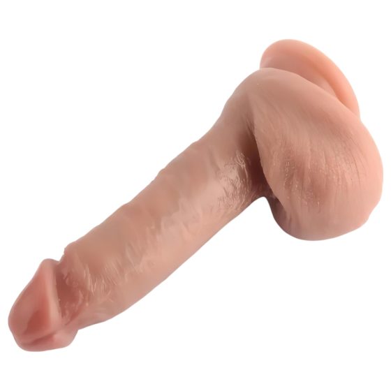 Dual Density - Suction Cup, Lifelike Dildo with Balls - 18cm (Natural)